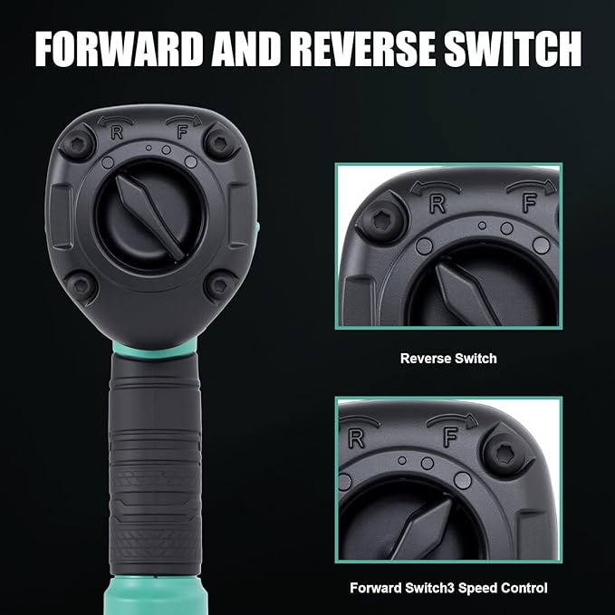 Air Impact Wrench 1/2 Inch Square Drive Heavy Duty 880 ft-Lbs Max Loosening Torque Output Pneumatic Impact Wrench Twin Hammer 7800RPM for Automobile Repair