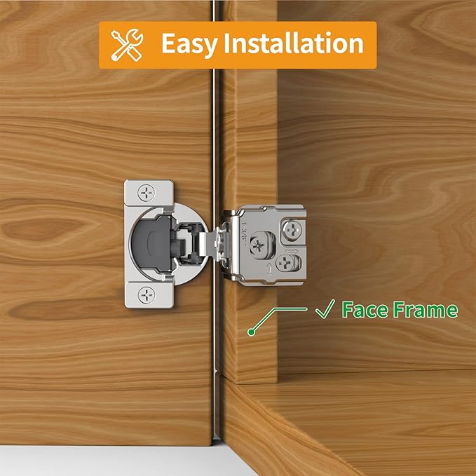 Chibery 20 Pack 1-3/8" Overlay 3D Soft Close Concealed Hinge for Face Frame Door, Smooth Slow Self Closing Hinges, Satin Nickel, Hidden 105째 Open Angle Stainless Steel Hinge for Kitchen Cabinet Door