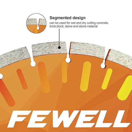 FEWELL14 Inch Diamond Concrete Saw Blade,15mm Segment General Purpose Blade Dry/Wet Cutting Concrete Masonry Brick Block Stone with a 1"-20mm Adapter
