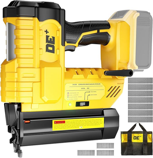 DeForce 18GA Cordless Brad Nailer, 2" Nail Gun for Dewalt 20V Max Battery, 2 IN 1 Electric Stapler, 2026 Upgraded Tool-Free Jam Release, 2 Firing Modes, Adjustable Depth, 1000pcs Nails(No Battery)