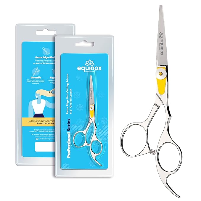 Equinox Professional Razor Edge Series Barber Hair Cutting Scissors - Japanese Stainless Steel Salon Scissors - 6.5??Overall Length - Fine Adjustment Tension Screw - Premium Shears for Hair Cutting