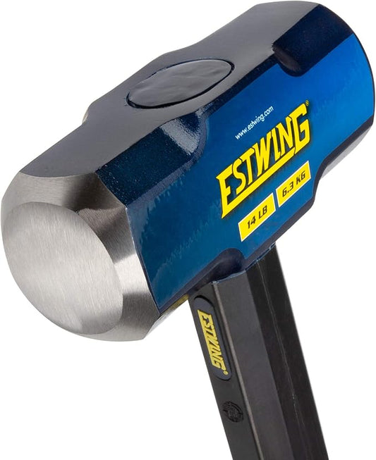 Estwing 14-Pound Hard Face Sledge Hammer for Demolition/Stake Driving, 50-55 HRC, Locked Steel Head, 36-Inch Indestructible Handle with Vulcanized Rubber Overlay, Reinforced Lanyard Hole