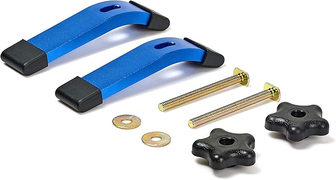 HOTTARGET Aluminum T-track Hold Down Clamps,6-3/8"L x 1-1/4"Width-Woodworking and Clamps - High Strength Aluminum Alloy 6063 - Fine Sandblast Anodized - Blue Color (T-track Hold Down Clamps 2pk)