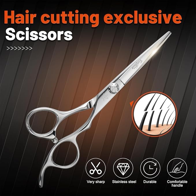 High-end Professional Extremely Very Sharp Barber Hair Cutting Scissors Hairdresser Shears For Hair 5.5 Inch Haircut Scissor Made Of Stainless Steel Alloy For Hairdressing Salon and Home Use