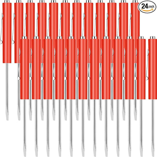 24 Pieces Pocket Screwdriver Mini Tops And magnetic pocket screwdriver with A Single Blade Head for Mechanical, Electrician (Red)