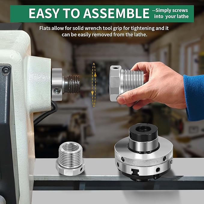 Lathe Headstock Spindle Adapter,Converts 1"x8 TPI to 1-1/2-8 TPI for Woodworking Lathe
