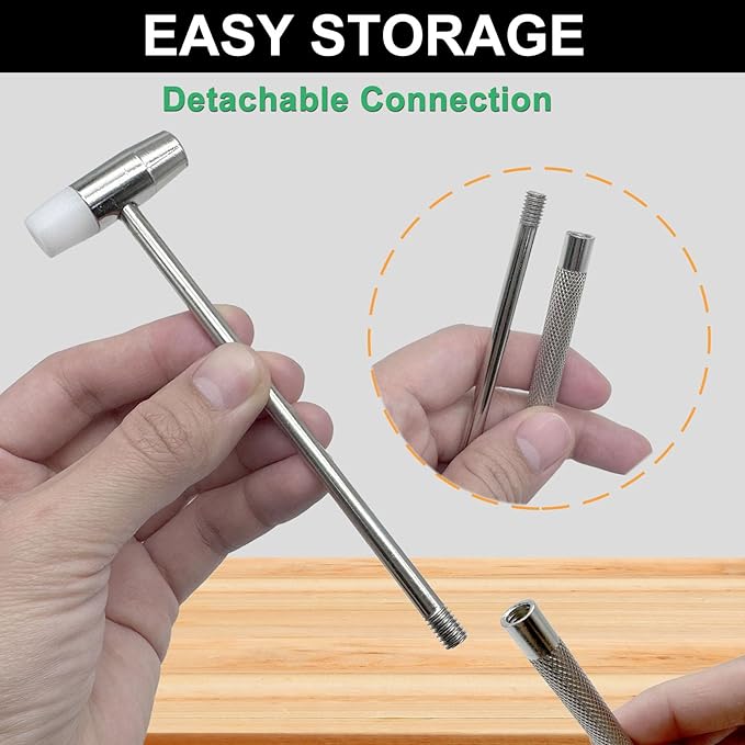 Lightweight Small Hammer, Jewelry Mallet, Craft Hammer for Small Projects, Jewelry, Watch, Tuning, Woodworking, DIY, Leather, Anti Slip Grip, 2 Pcs