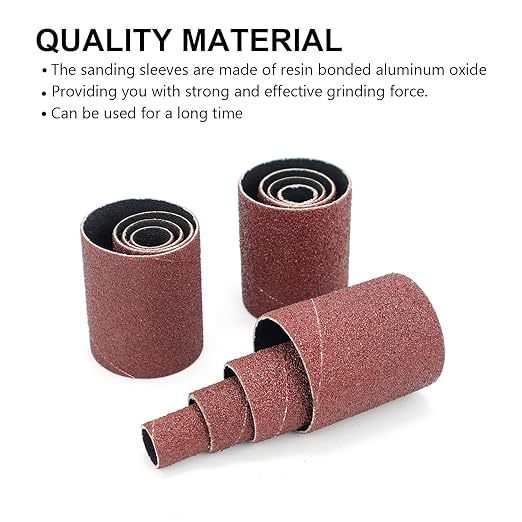 32 Pack Spindle Sander Sleeves, 2”Length, 1/2”,3/4”,1”,1-1/2” Diameter Sanding Sleeves Set for Drill,40 80 120 240 Grit