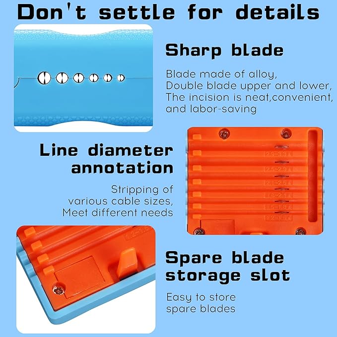 BAOSHLA A-1233 1.2-3.3mm Replaceable blade Cable Tube Slitter Fiber Optic Mid Span Cable Cutting Tool Jacket Tube Slitter Loose Tube Buffer Tube Stripper Stripping range 1.2-3.3mm with 12pcs blade