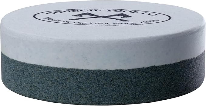 COUNCIL TOOL Sharpening Puck - 240/400 Grit Dual Grit Stone with Field Axes & Machetes, Made in the USA - 80-PUCK