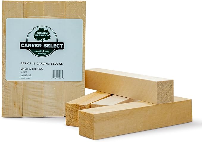 Basswood Carving Blocks Set of 16 ??Wood Carving Kit with Premium Bass Blocks ??for Crafts & Whittling ??Ideal for Beginners & Professionals