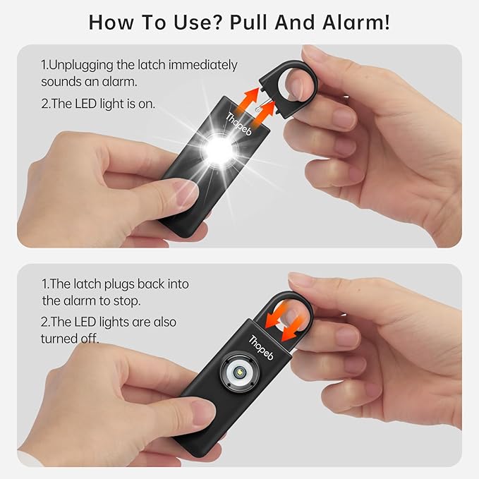 Thopeb?밫he Original Personal Safety Alarm for Women Self Defense ??Elders & Kids Self Defense Keychain Siren ??135dB Loud Siren Bird Sound ??Cute Key Chains Protection (Charcoal)