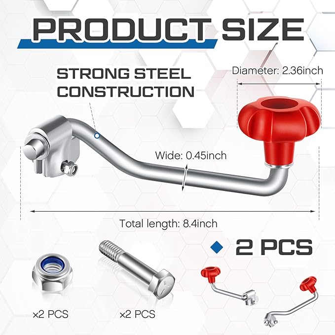 2 Set Trailer Jack Handles Replacement Crank Accessories Fits Most Trailer Jacks, Comes with Bolt Nut Spacers, Top Wind Jack Handle Red and Black (Red)