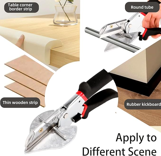 Multi Angle Miter Shears, Multifunctional Trunking Shears for Angular Cutting of Moulding and Trim, Adjustable at 45 to 135 Degree, Hand Tools for Cutting Soft Wood, Plastic, PVC