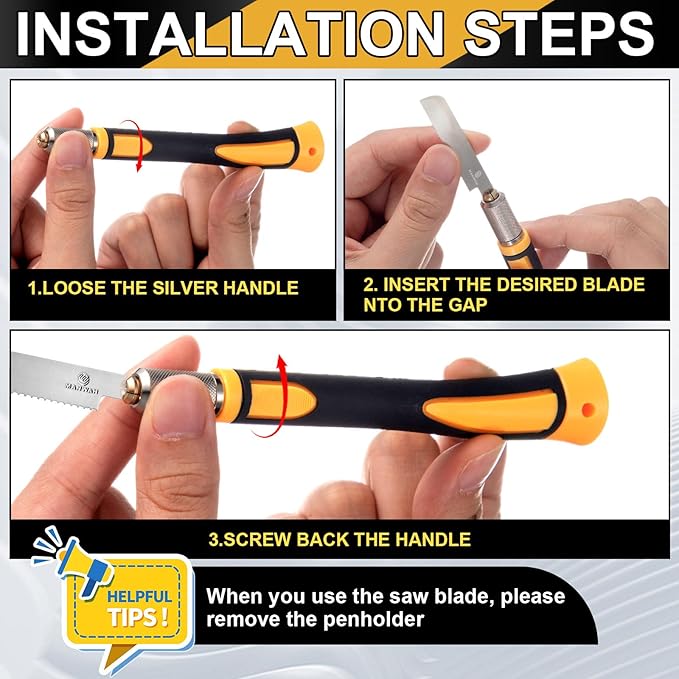 Honoson Mini Hand Saw Model Tools Small Hobby Saw Blades Kit with 9 Tiny Razor Hacksaw Blades for Miniatures, Modeling, DIY Crafts, Plastic Models, Wood(Style 2,Yellow)