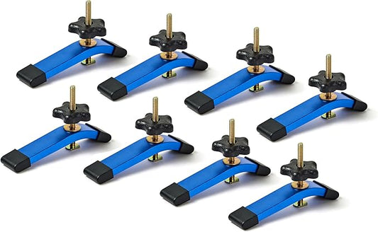 HOTTARGET Aluminum T-track Hold Down Clamps,6-3/8"L x 1-1/4"Width-Woodworking and Clamps (T-track Hold Down Clamps 8pk)