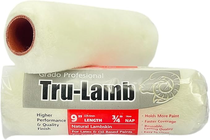 Tru-Lamb - 100% Natural Lambskin Professional Paint Roller (9 x 1" - 1 Pack)