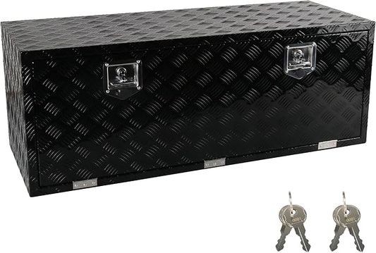 48 Inch Underbody Tool Boxes, Aluminum Heavy Duty Under Body Toolbox for Truck, Black (48''*18''*18'')