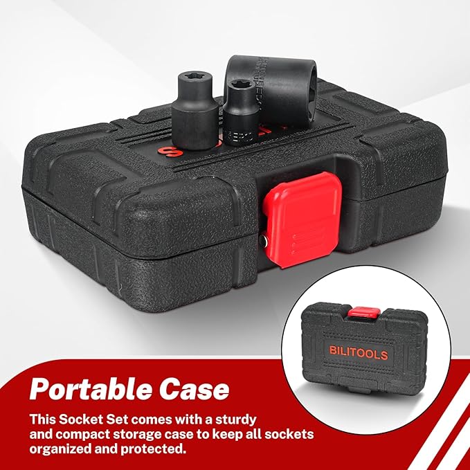 BILITOOLS External Torx Plus Socket Set, 6 Point EP4-EP8, EP10-12, EP14, EP16, EP18, EP20, EP22, EP24, EP26, EP28, EP30, EP32 with 1/2'' 3/8'' 1/4'' Dr, 19PCS External Star Socket for Cars