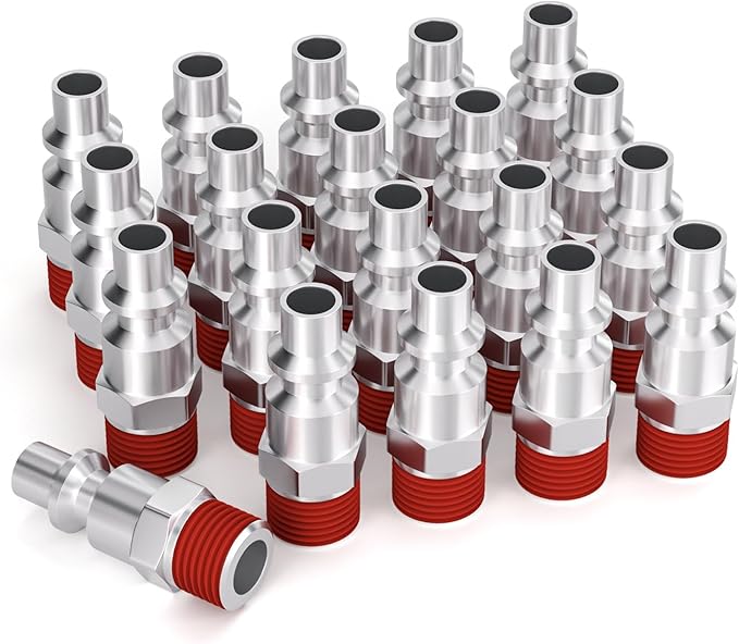 GASHER 3/8 Inch Body Size, M-Type Plug, 3/8 Inch Male Pneumatic Plugs(20-Pack)