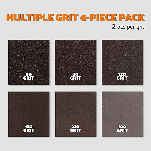 Sanding Sponge 6 Pack by S&F STEAD & FAST, Sanding Blocks for Wood Drywall Metal 60 80 120 180 220 320 Coarse Medium Fine Grit, Sand Paper Brick Set with Tack Cloth
