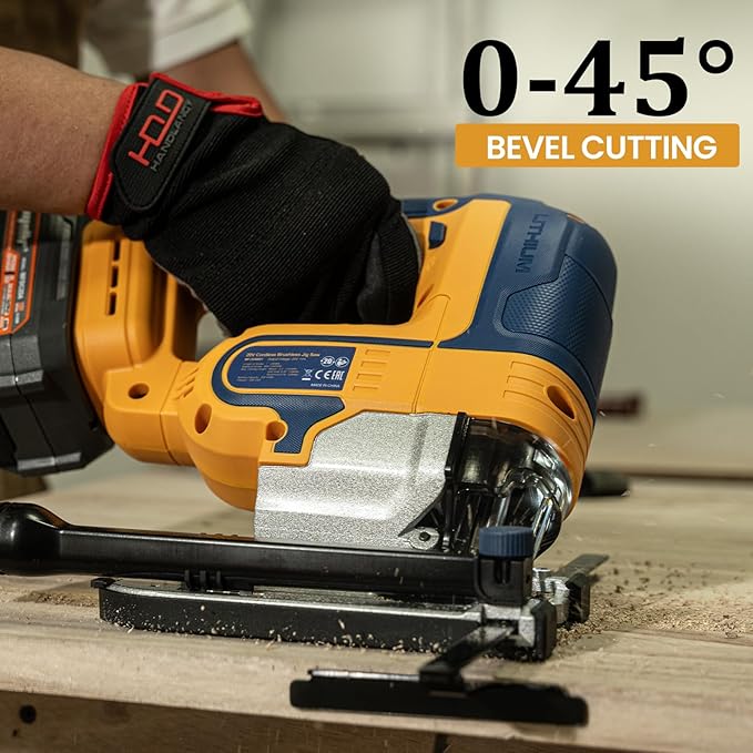 EASTYLE Cordless JigSaw Compatible with DEWALT 20V Battery,with 4Ah Battery & Charger,800-3200 SPM & 4 Cutting Positions,5.3" Wood/0.78" Aluminum Cuts,Dust Collection Port & Dual Safety Lock