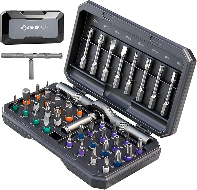 42 in 1 Magnetic Screwdriver Set, Ratcheting Screwdriver Kit,Detachable Multi-Functional Handle & 40pcs in Storage Case for Electronics, Furniture, DIY& Holiday Gifts(Grey)