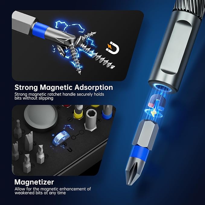 74-in-1 Magnetic Screwdriver Set, Multi-Bit Combination Ratchet Screwdriver Kit Portable Repair Tool Kit for Computers, Eyeglasses, Bicycles, Watches, Doorbells, Furniture, and DIY