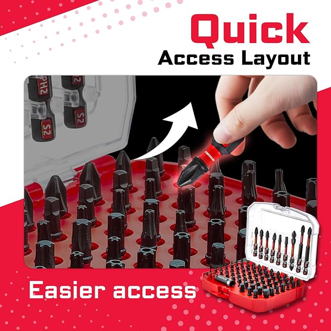 83Pieces Impact Screwdriver Bits Set, S2 Steel Magnetic Phillips/Slotted/Square/Torx/Hex Muliti Insert Power Bits Tips Set with Impact Bit Holder and Socket Adapter(Red Storage Box Case)