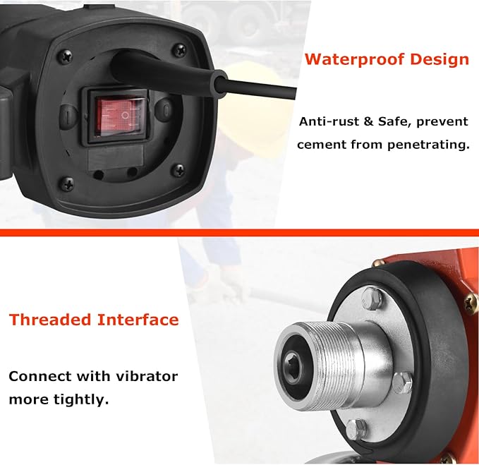 Seeutek Concrete Vibrating Tool - 1500W 16000 RPM Portable Pencil Cement Vibrator to Remove Air Bubbles and Level Concrete with 4.5m (14-3/4ft) Long Shaft Rod, Easy to Use