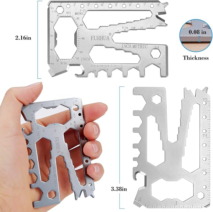 Multitool Credit Card Sized Pocket Tool, 42-in-1 Wallet Multi Tool Card,thicker and harder, Gifts for Dad, Husband, Men - Bottle Opener, Cord Cutter, Screwdriver, Ruler, Scraper etc