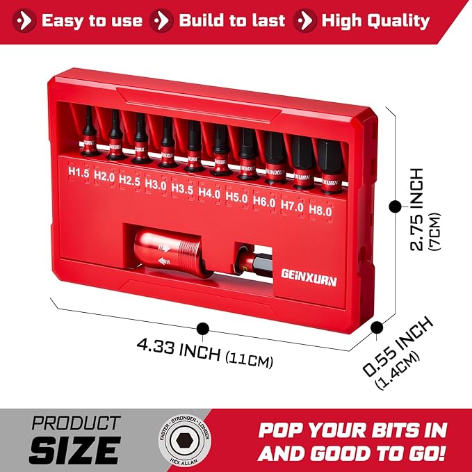 44Pieces Impact Screwdriver Bits Set, Magnetic S2 Steel 1??Phillips/Square/Torx/Slotted/Pozi/Hex Insert Bits Tips,Impact Bit Holder with X-Shape Storage Box Case