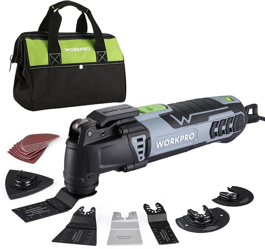 WORKPRO Oscillating Multi-Tool Kit for Christmas, 3.0 Amp Corded Quick-Lock Replaceable Oscillating Saw with 7 Variable Speed, 3째 Oscillation Angle, 17pcs Saw Accessories, and Carrying Bag