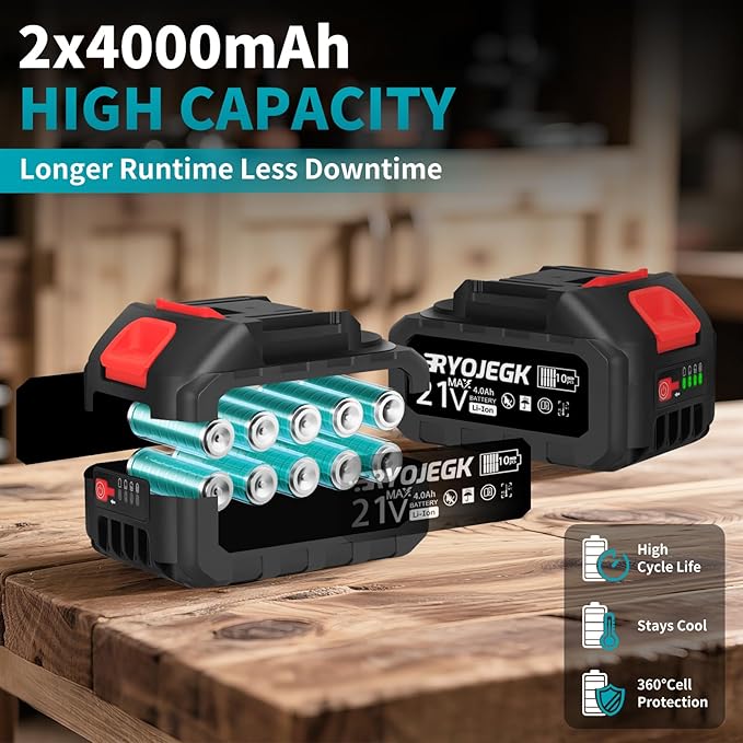 Brushless Reciprocating Saw,21V Cordless Saws with 2횞4.0Ah Battery,Variable Speed Power saw zaw 3500SPM 28mm with 12 Saw Blades,Rec챠proca Tool-Free Blade Change for Cutting Wood,Metal & PVC