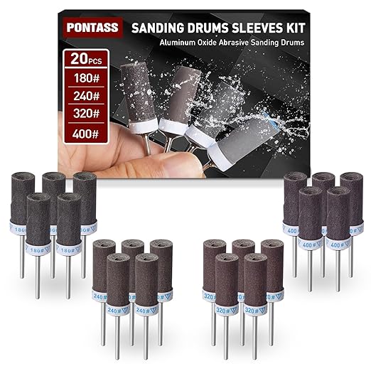 180 240 320 400 Grit Sanding Bits for Dremel Tool with 1/8" Shank 20Pcs Sanding Drums Rotary Tools Accessories, Sanding Stick Sand Paper Tips for Metal Rust Removal/Jade Polishing/Stone Grinding