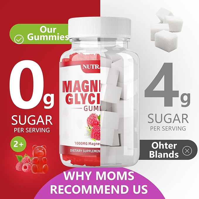 Magnesium Glycinate Gummies 1000mg with Magnesium L-Threonate,Chelated Magnesium Potassium Complex Supplement with VitD, B6, CoQ10, Calcium,Supports for Memory, Calm, Mood - 180 Gummies Raspberry