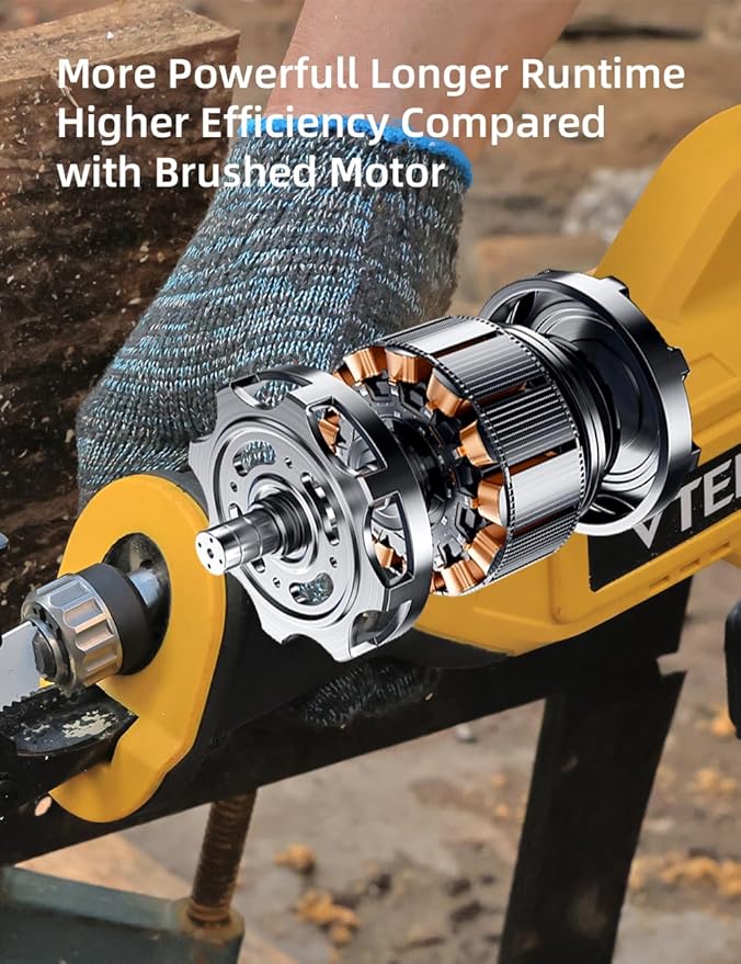 VTEK Brushless Cordless Reciprocating Saw,3 Level Speed Setting,Cordless Power Reciprocating Saw,0-3000RPM Reciprocal Saw,Reciprocating Saws for Woods/Metal/Plastic/Brick Cutting