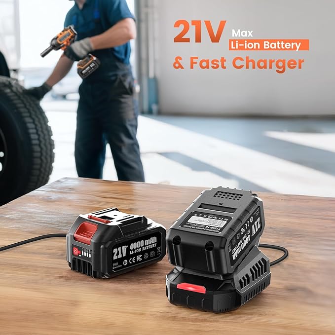 1500N.m Cordless Impact Wrench - 20V Max Brushless 1/2" Impact Gun with 2 x 4.0Ah Batteries & Fast Charger | Removes Stuck Truck Lug Nuts in Seconds | 3-Speed for Auto Repair & Heavy Duty DIY