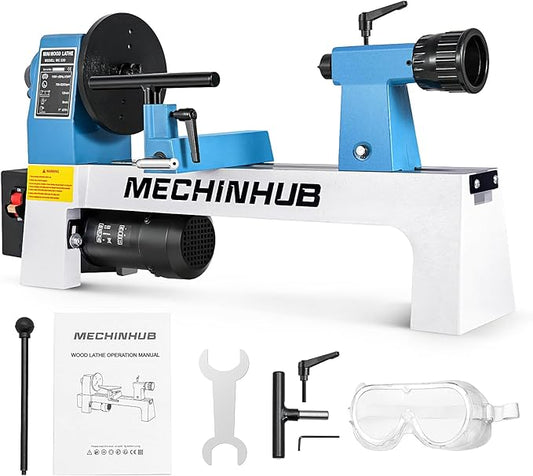 8" x 12" Mini Benchtop Wood Lathe and 4 Inch 4 - Jaw Wood Lathe Chuck Set