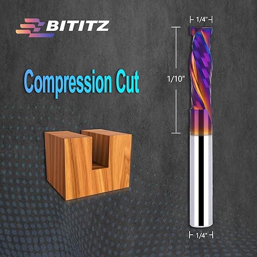 Up & Down Cut Spiral Router Bit 1/4 Inch Shank 1/4 Inch Cutting Diameter 1/10 inch Cutting Length with Extra Long Life Coating CNC Router Bits End Mill for Wood Cutting, Slot Mortise, Engraving