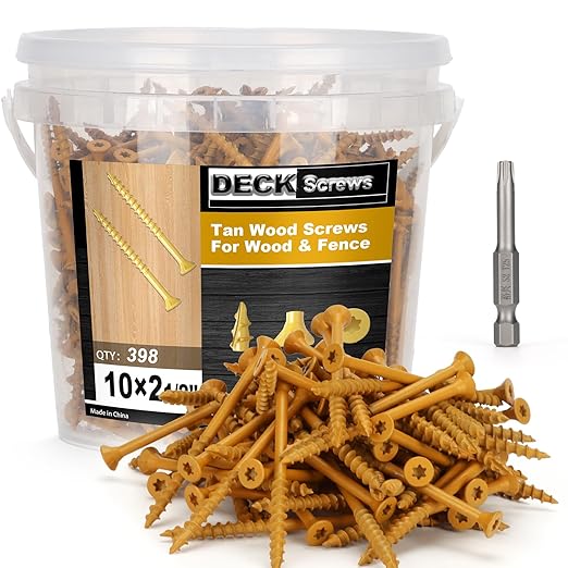 Deck Screws #10 x 2-1/2?쇺? T25 Star Torx Drive Flat Head Wood Screws, Tan, 5lb