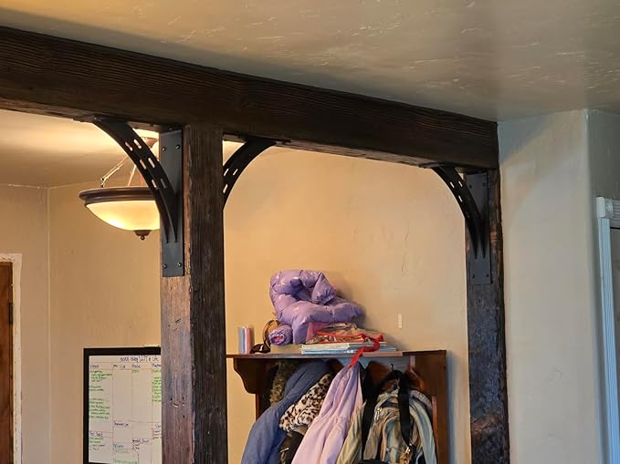 16 inch x 12 inch Heavy Duty Shelf Brackets , Metal Mantel Brackets (Set of 2) Fireplace Mantel Brackets - Countertop Support , Max Load 1100 Lbs (16 ?쇺?x 12?쇺?)