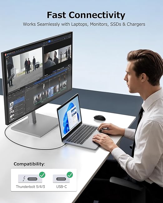 Cable Matters 40Gbps Short USB 4 Cable - 1ft, Supports Up to [8K@60Hz / 4K@240Hz Video, 240W Charging, 40Gbps Data Transfer] USB4 Cable, Black, Compatible with Thunderbolt 4, MacBook, XPS, Surface Pro