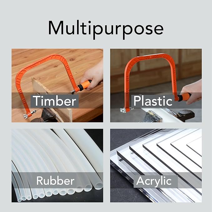 Tyenaza Coping Saw, 6 Inch U Shape Multifunctional Aluminium Alloy Small Carving Saw with 5 Blades for Woodworking
