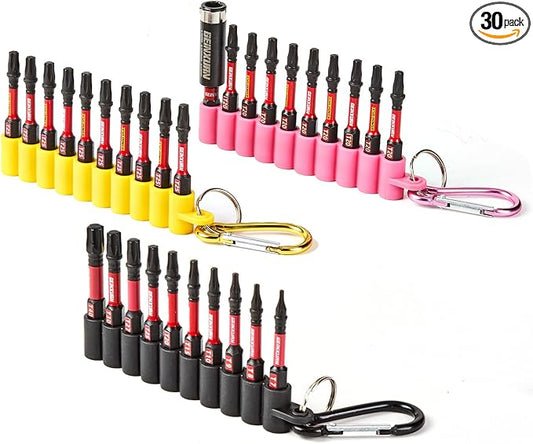 Impact Torx Screwdriver Bits Set, 30 Pieces 2?쒶agnetic S2 Steel Multi Star Driver Bits(T7-T40) and 1 Pc Bit Holder with Soft Hanging Strips