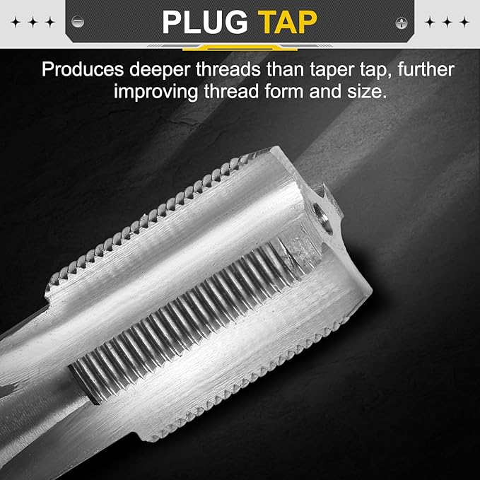 uxcell Hand Plug Tap M18 x 1 H2 Metric Thread Plug Style Taps Straight Flute Screw Tapping Threading Tool High Speed Steel HSS6542