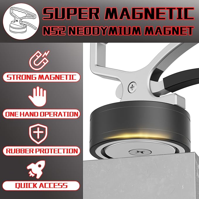 ULIBERMAGNET Heavy Duty Strong Magnetic Pickup Tool,2 Pack Magnetic Lifting with Quick Release,Portable Material Collector with Ergonomic Handle for Iron Plate,Tool Steel,Laser Cutting