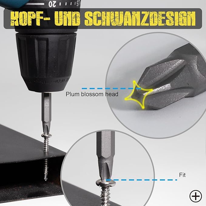 Screwdriver Bits PH2 Double Ended Screw Bit, 2-3/8" Length, S2 Alloy Steel PH2 Suitable for Impact Driver and Cordless Screwdriver | 10 Piece