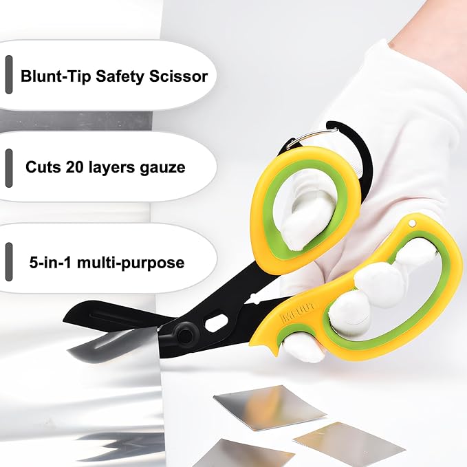 MEUUT 2 Pack Medical Scissors Trauma Shears with Carabiner design, 7.5" Fluoride Coated Non-stick Blades Bandage Scissor for Nurses, EMT, Household, outdoors