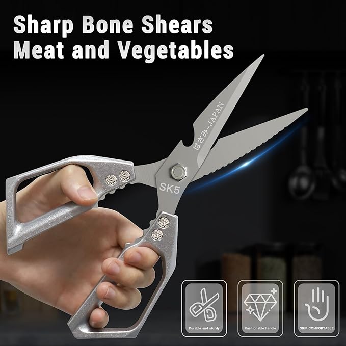 Kitchen Scissors Set, Heavy Duty Poultry Shears, Japanese Kitchen Shears for Meat, Chicken Bones, and Turkey, Stainless Steel Meat Scissors, Christmas Gifts for Men Women